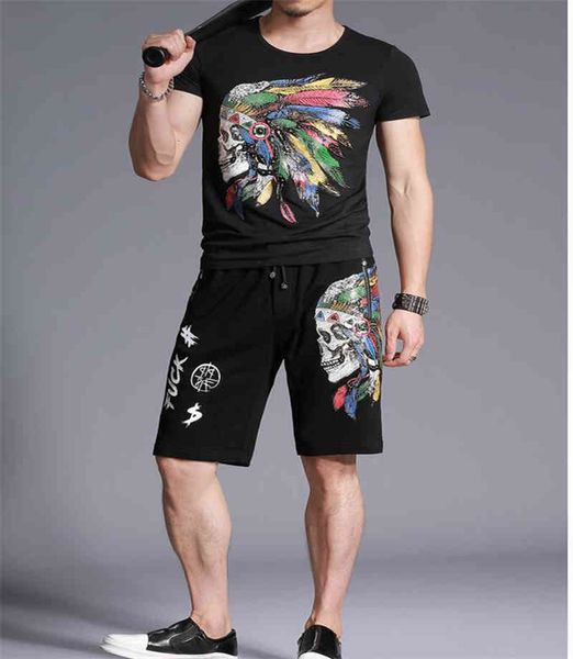 men's tracksuits summer brand two garments thin clothing skull design male impression set personality qkq8, Gray
men's tracksuits summer brand two garments thin clothing skull design male impression set personality qkq8, Gray