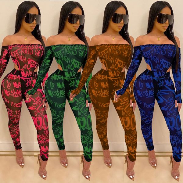 women's two piece pants fashionable casual see through off-shoulder perspective slim suits, White
women's two piece pants fashionable casual see through off-shoulder perspective slim suits, White