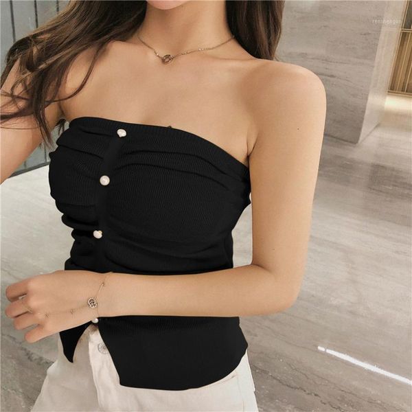 women's vests summer thin off shoulder slim short type crop strapless knitwear, Black;white
women's vests summer thin off shoulder slim short type crop strapless knitwear, Black;white