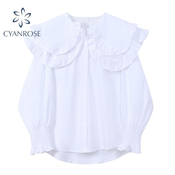 women's cardigan white blouse or big double-layer peter pan collar shirts retro long sleeve sweet preppy style blusas 210417
women's cardigan white blouse or big double-layer peter pan collar shirts retro long sleeve sweet preppy style blusas 210417