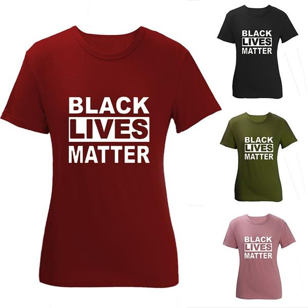 women's t-shirt black lives matter fashion letter print short sleeve top, White