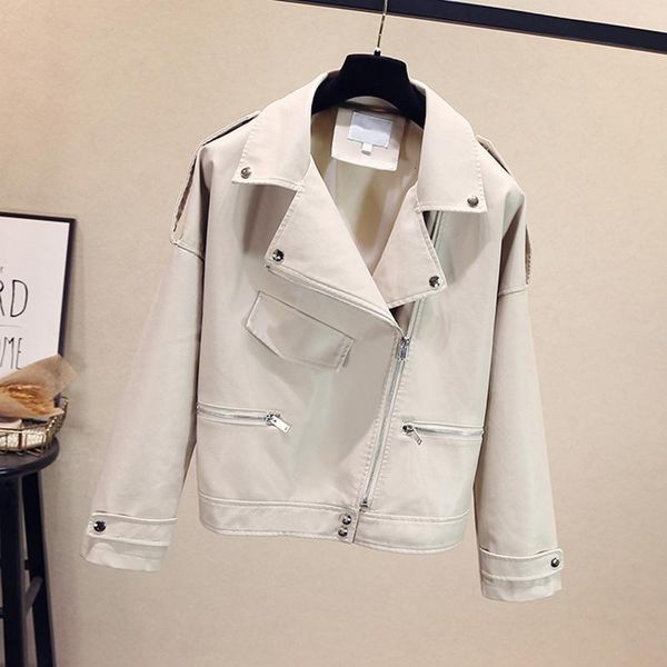 Women's Leather & Faux Fitaylor Autumn Soft Loose Jacket Pu Moto Rivet Zipper Black Punk Overcoat Turndown Collar Street Outerwear RHWT
Women's Leather & Faux Fitaylor Autumn Soft Loose Jacket Pu Moto Rivet Zipper Black Punk Overcoat Turndown Collar Street Outerwear RHWT