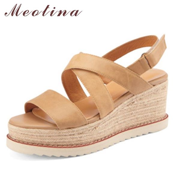 dress shoes meotina women sandals genuine leather high heel platform wedges narrow band hook ladies footwear summer beige 40, Black
dress shoes meotina women sandals genuine leather high heel platform wedges narrow band hook ladies footwear summer beige 40, Black