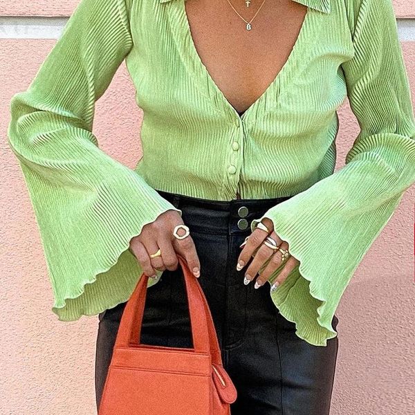 women's t-shirt h&jacky chic green v-neck buttons shirts summer women ladies laple long flare sleeve ribbed fashion slim, White
women's t-shirt h&jacky chic green v-neck buttons shirts summer women ladies laple long flare sleeve ribbed fashion slim, White