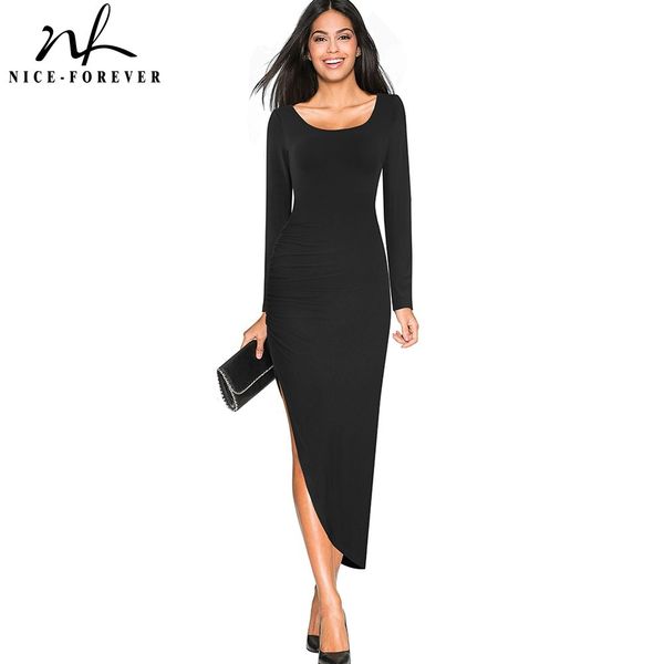 nice-forever spring women side split black dresses cocktail party maxi bodycon slim fitted dress ub20 210419, White
nice-forever spring women side split black dresses cocktail party maxi bodycon slim fitted dress ub20 210419, White