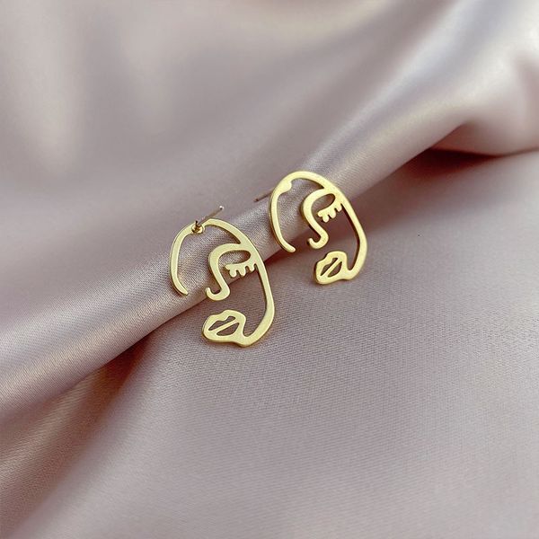 s925 silver needle art abstract face line outline earrings female personality creativity minority set earrings female, Golden
s925 silver needle art abstract face line outline earrings female personality creativity minority set earrings female, Golden