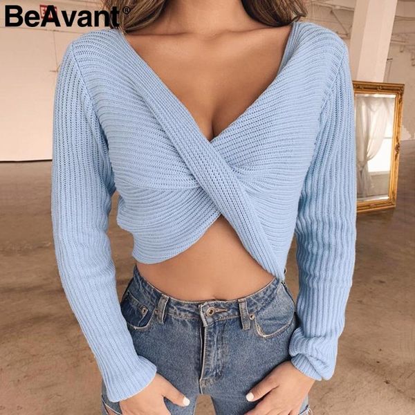 women's sweaters beavant v-neck twist women sweater long sleeve autumn winter female pullover jumpers streetwear ladies cropped top, White;black
women's sweaters beavant v-neck twist women sweater long sleeve autumn winter female pullover jumpers streetwear ladies cropped top, White;black