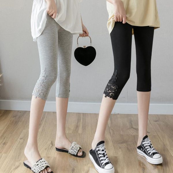 women's leggings  lace modal women summer skinny stretch cropped capris pants 3/4 length trousers plus size elastic mujer knee, Black
women's leggings  lace modal women summer skinny stretch cropped capris pants 3/4 length trousers plus size elastic mujer knee, Black