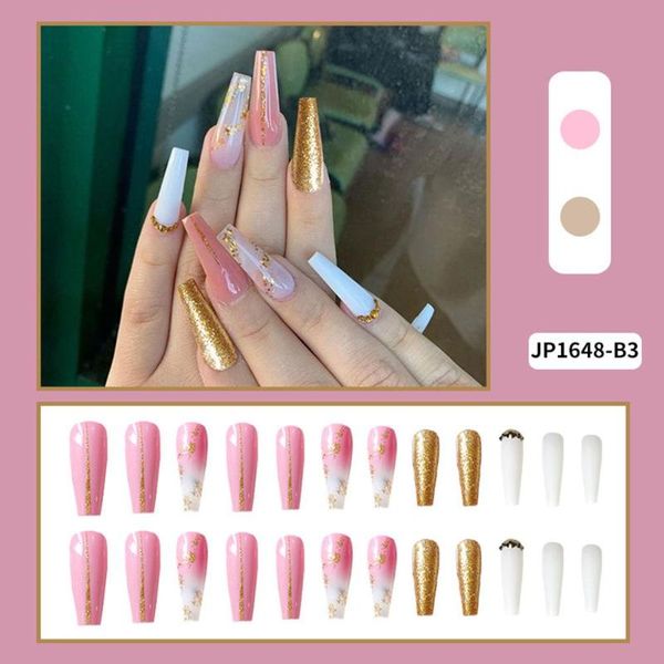 false nails 24pcs shimmer long ballerina coffin rhinestone stiletto fake full cover nail tips press on detachable, Red;gold
false nails 24pcs shimmer long ballerina coffin rhinestone stiletto fake full cover nail tips press on detachable, Red;gold