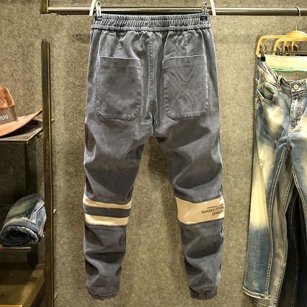 men's jeans autumn mens vintage washed black denim pants casual loose elastic lace-up waist harem patchwork fashion trousers, Blue
men's jeans autumn mens vintage washed black denim pants casual loose elastic lace-up waist harem patchwork fashion trousers, Blue