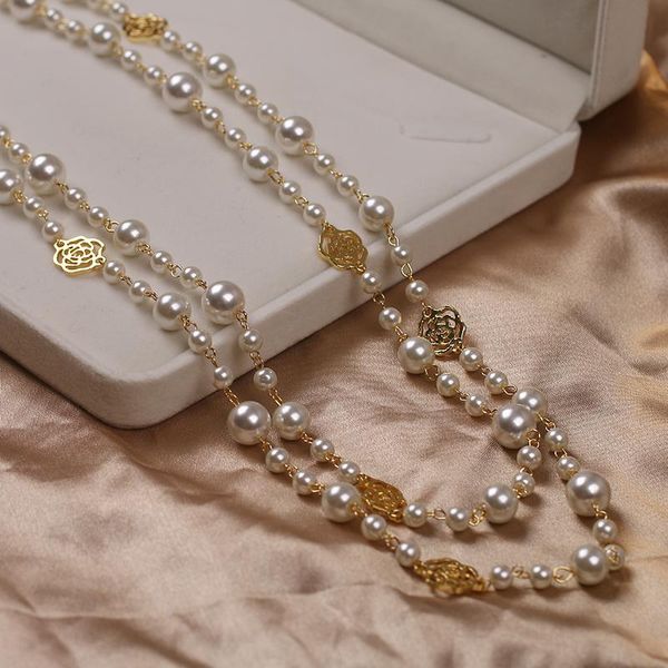 chains long camellia pearl necklace for women double layer collane lunghe donna rose flower maxi sweater chain, Silver
chains long camellia pearl necklace for women double layer collane lunghe donna rose flower maxi sweater chain, Silver
