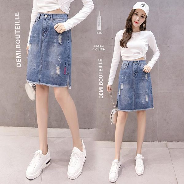 skirts denim high waist 2021 arrivals ripped hole a line skirt knee length pockets embroidery jeans, Black
skirts denim high waist 2021 arrivals ripped hole a line skirt knee length pockets embroidery jeans, Black