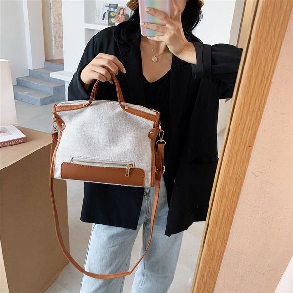 summer large capacity canvas 2021 women's handbag contrast tote leisure shoulder bag
summer large capacity canvas 2021 women's handbag contrast tote leisure shoulder bag