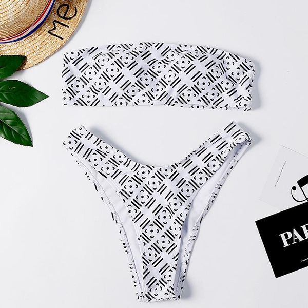 women's swimwear women print two piece swimsuit bikini brazilian summer high waist push up padded sets monokin strapless, White;black
women's swimwear women print two piece swimsuit bikini brazilian summer high waist push up padded sets monokin strapless, White;black