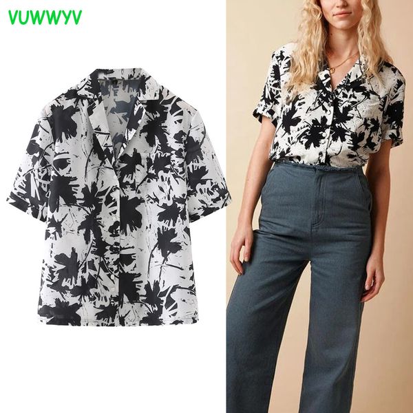summer black white print collar shirts for women loose retro button up shirt woman casual streetwear front pocket 210430
summer black white print collar shirts for women loose retro button up shirt woman casual streetwear front pocket 210430