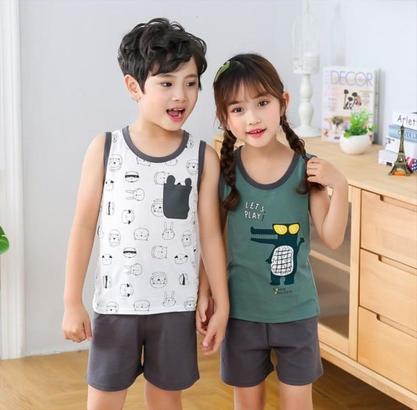 2 pieces on kids summer clothing sets for boys girls cotton tank beach shorts pajamas clothes 4 6 8, White
2 pieces on kids summer clothing sets for boys girls cotton tank beach shorts pajamas clothes 4 6 8, White