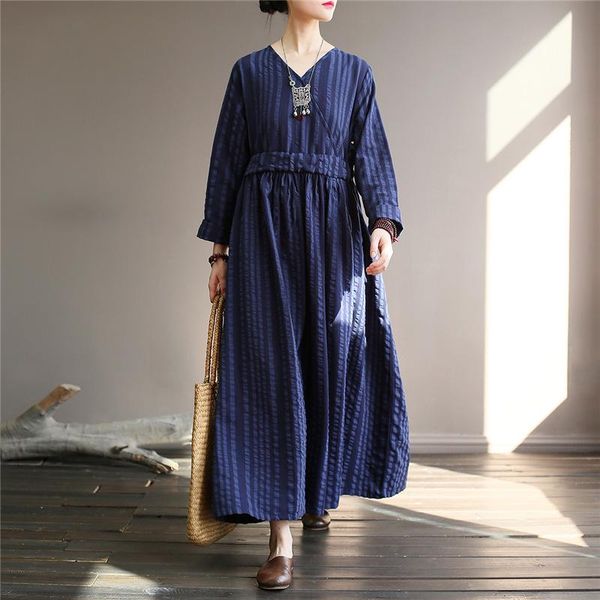casual dresses johnature women vintage striped dress long sleeve autumn cotton linen cloths 2021 fall loose v-neck maxi, Black;gray
casual dresses johnature women vintage striped dress long sleeve autumn cotton linen cloths 2021 fall loose v-neck maxi, Black;gray