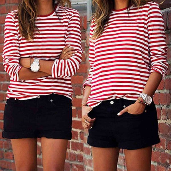 casual red white striped womens long sleeve cotton loose tee female basic o neck tees
casual red white striped womens long sleeve cotton loose tee female basic o neck tees