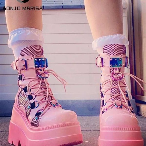 bonjomarisa ins brand platform designer goth combat boots for women punk zipper pink black autumn mesh fashion women's 211105
bonjomarisa ins brand platform designer goth combat boots for women punk zipper pink black autumn mesh fashion women's 211105