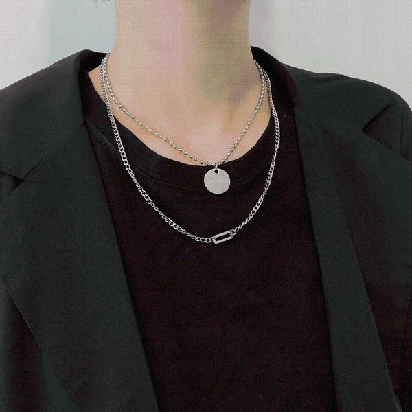 hip hop titanium steel letter printed coin pendant necklaces for women double layers beads geometric pins chokers necklace gift, Silver
hip hop titanium steel letter printed coin pendant necklaces for women double layers beads geometric pins chokers necklace gift, Silver