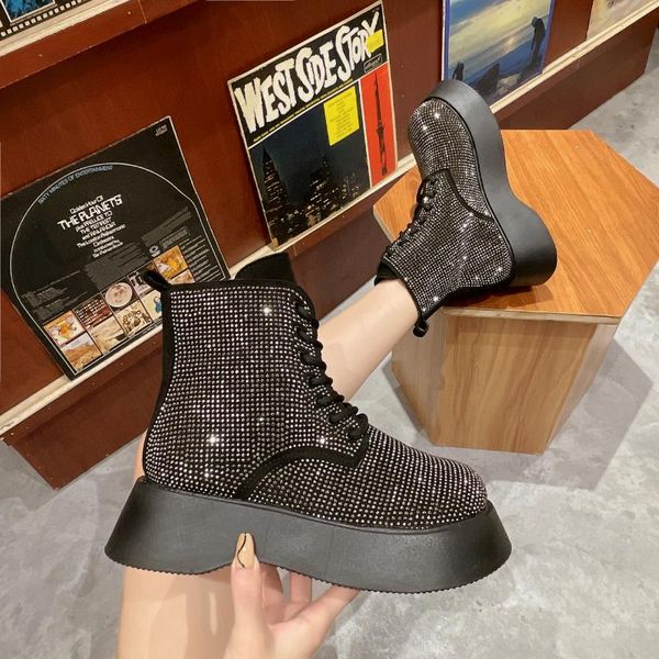 boots rock shoes woman rubber crystal round toe luxury designer boots-women lace up flat heel bling rain rhinestone ladies, Black
boots rock shoes woman rubber crystal round toe luxury designer boots-women lace up flat heel bling rain rhinestone ladies, Black