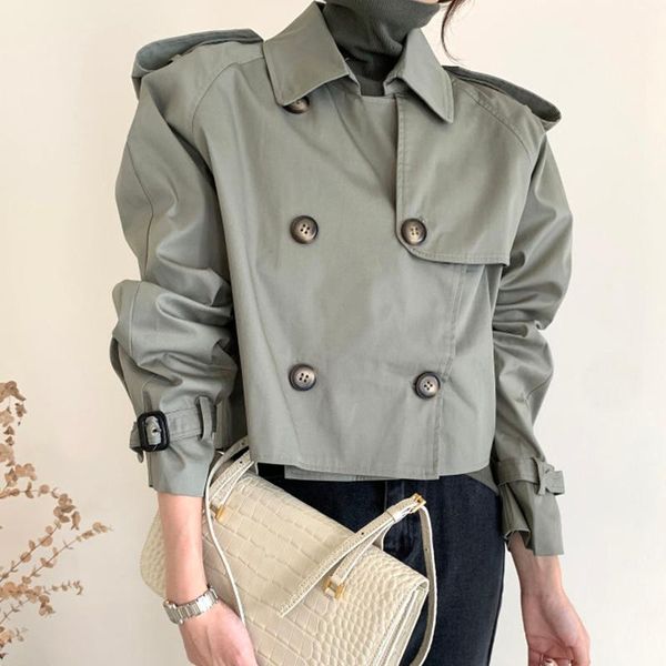 women's trench coats women coat retro khaki windbreaker double breasted short loose casual autumn 2021, Tan;black
women's trench coats women coat retro khaki windbreaker double breasted short loose casual autumn 2021, Tan;black