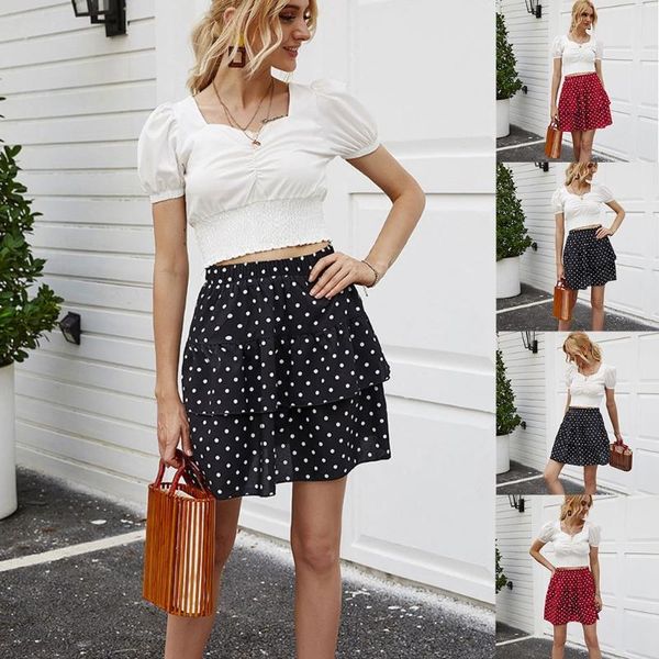 women polka dot print casual cake skirt swing beach mini short skirts summer party clubwear, Black
women polka dot print casual cake skirt swing beach mini short skirts summer party clubwear, Black