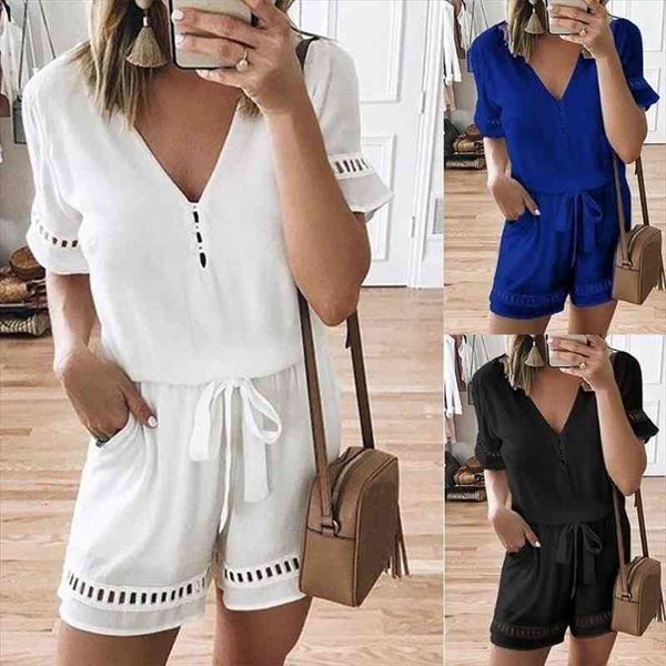 plus size women rompers solid white jumpsuit summer short sleeve overalls v neck jumpsuits casual drawstring playsuit 4xl 5xl, Black;white
plus size women rompers solid white jumpsuit summer short sleeve overalls v neck jumpsuits casual drawstring playsuit 4xl 5xl, Black;white
