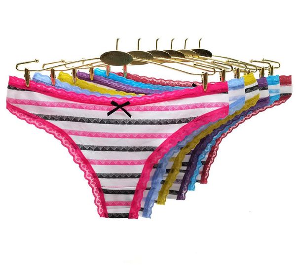 women's panties 5 pcs/lot striped ladies cotton thong lace women underwear underpants  l xl 87410, Black;pink 
women's panties 5 pcs/lot striped ladies cotton thong lace women underwear underpants  l xl 87410, Black;pink