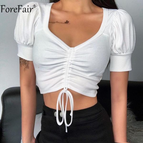 women's t-shirt forefair 2021 ribber v neck white t shirt summer puff short sleeve tee ruched bandage fashion casual women y2k crop top
women's t-shirt forefair 2021 ribber v neck white t shirt summer puff short sleeve tee ruched bandage fashion casual women y2k crop top
