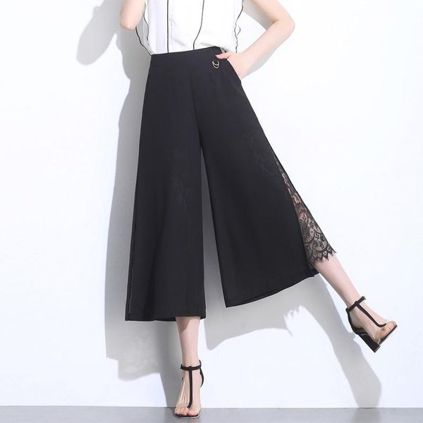women's pants & capris summer korean fashion women wide leg high waist lace split plus size trousers casual pantalones mujer clothing 2, Black;white
women's pants & capris summer korean fashion women wide leg high waist lace split plus size trousers casual pantalones mujer clothing 2, Black;white