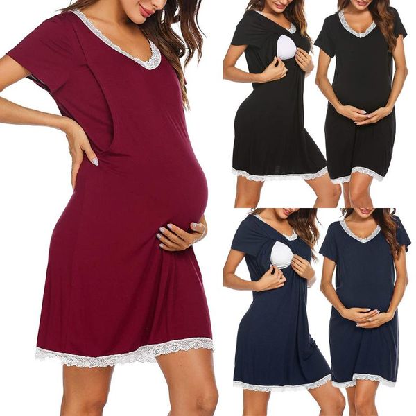 maternity dresses 2021 clothes fashion solid lace short sleeve breast-feeding pregnant woman dress zwangerschaps kleding, White
maternity dresses 2021 clothes fashion solid lace short sleeve breast-feeding pregnant woman dress zwangerschaps kleding, White