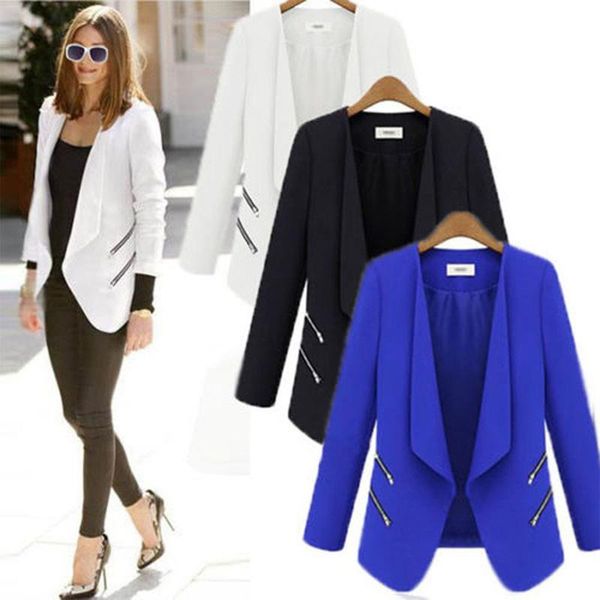 women's suits & blazers zogaa women suit blazer lady office casual thin cardigan coat solid slim fit jacket with zipper pocket long sle, White;black
women's suits & blazers zogaa women suit blazer lady office casual thin cardigan coat solid slim fit jacket with zipper pocket long sle, White;black