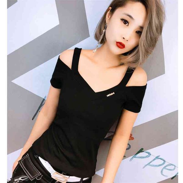 off shoulder summer for women v-neck t shirt women korean clothes tee shirt femme woman tshirt camisetas mujer 210406, White
off shoulder summer for women v-neck t shirt women korean clothes tee shirt femme woman tshirt camisetas mujer 210406, White