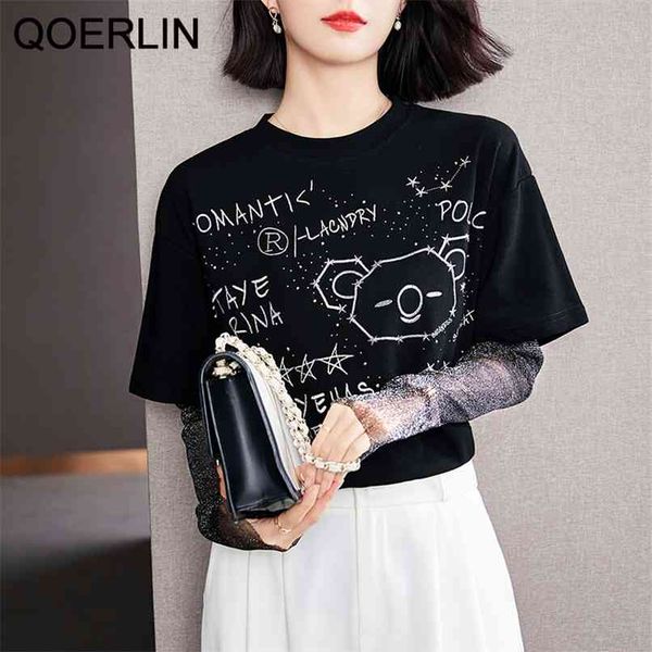 mesh fake two-piece beaded t-shirts women summer chic short sleeve harajuku loose casual oversized black plus size 210601, White
mesh fake two-piece beaded t-shirts women summer chic short sleeve harajuku loose casual oversized black plus size 210601, White