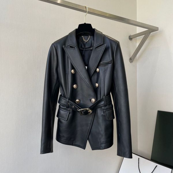 women's leather & faux leather designer jacket fashion brand series winter new sheepskin metal buckle simple silhouette waist waists mi, Black
women's leather & faux leather designer jacket fashion brand series winter new sheepskin metal buckle simple silhouette waist waists mi, Black