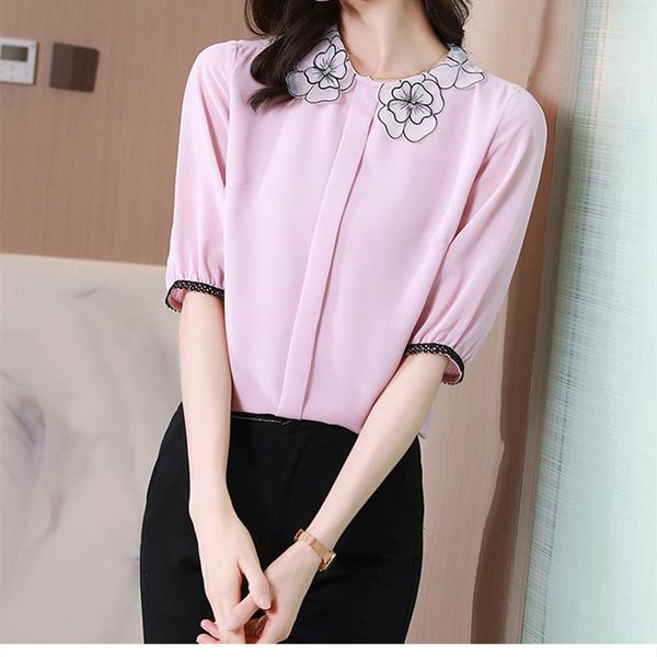 women's blouses & shirts lace fashion short sleeve women blouse female o-neck spliced ladies embroidered buttons solid basic shirt, White
women's blouses & shirts lace fashion short sleeve women blouse female o-neck spliced ladies embroidered buttons solid basic shirt, White