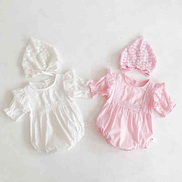 summer kids girl clothes infant baby girls lace short sleeve rompers + hat born 210429, Blue
summer kids girl clothes infant baby girls lace short sleeve rompers + hat born 210429, Blue