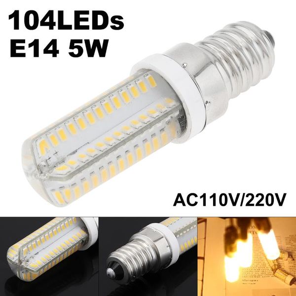 bulbs e14 led lamp 104leds 5w 110/220v silicone bulb smd 3014 light replace halogen chandelier lights
bulbs e14 led lamp 104leds 5w 110/220v silicone bulb smd 3014 light replace halogen chandelier lights