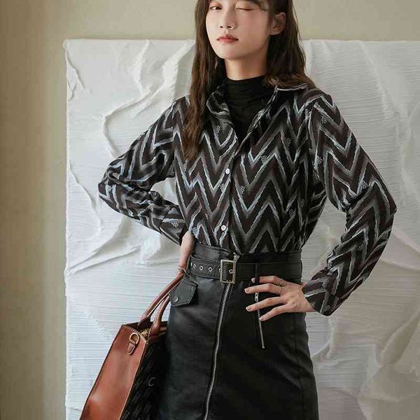 women's two piece pants wave striped long sleeve shirt women vintage ladies and blouses button up collar korean fashion cloth, White
women's two piece pants wave striped long sleeve shirt women vintage ladies and blouses button up collar korean fashion cloth, White
