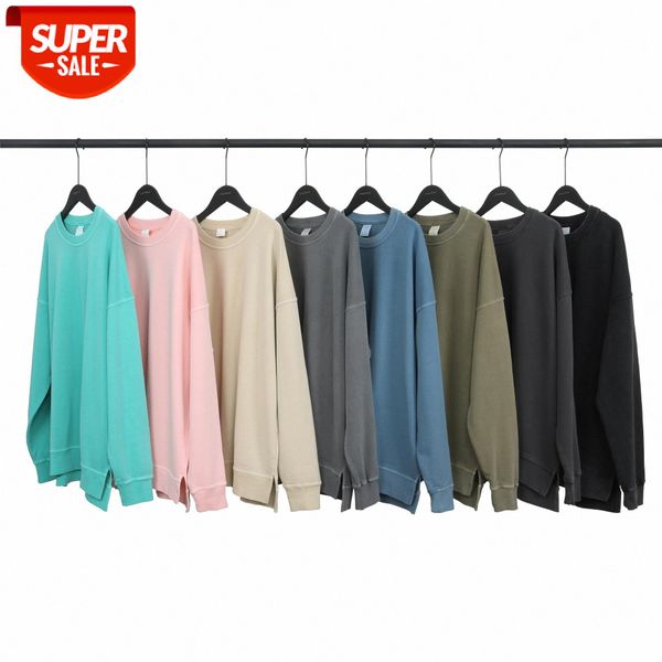 street brand washed and worn hem slit loose solid color pullover round neck sweater jacket #sn9s, Black
street brand washed and worn hem slit loose solid color pullover round neck sweater jacket #sn9s, Black