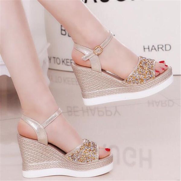 dress shoes summer style rhinestone wedge sandals women's waterproof platform ultra-high heel muffin bottom womens, Black
dress shoes summer style rhinestone wedge sandals women's waterproof platform ultra-high heel muffin bottom womens, Black