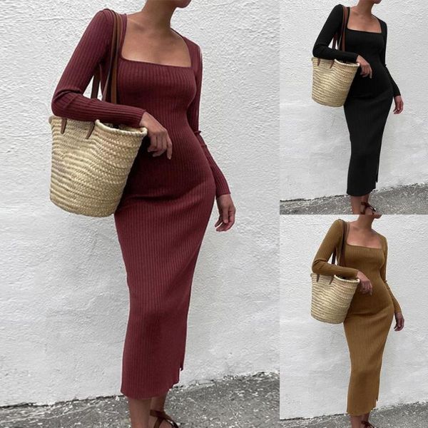 casual dresses warm trendy ribbed square collar midi dress cold resistant women for daily wear, Black;gray
casual dresses warm trendy ribbed square collar midi dress cold resistant women for daily wear, Black;gray
