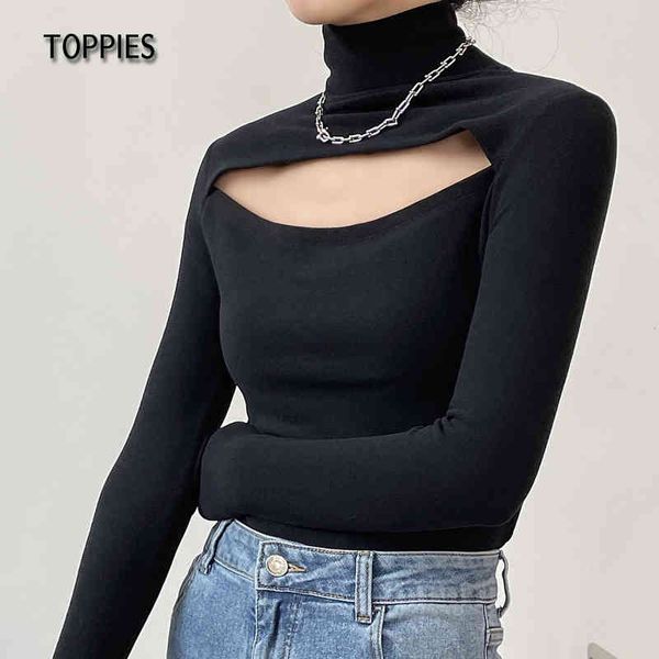ies hollow out black turtleneck t-shirts long sleeve slim women reverisable tees 210412, White
ies hollow out black turtleneck t-shirts long sleeve slim women reverisable tees 210412, White