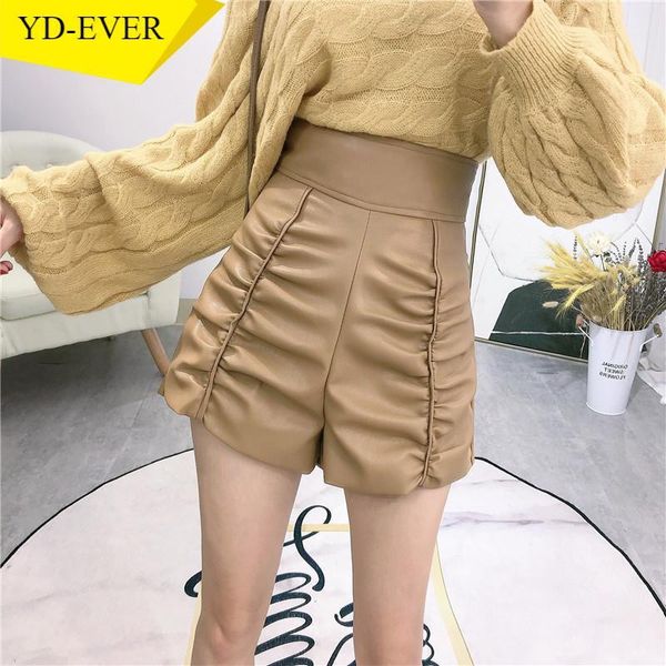 women's shorts korean fashion pu leather women autumn winter faux woman high waist slim pleated short pants 94482, White;black
women's shorts korean fashion pu leather women autumn winter faux woman high waist slim pleated short pants 94482, White;black