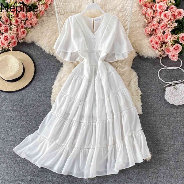 neploe sweet dresses summer ladies vestidos v neck hollow out ruffles maxi robe elegant high-waist a-line chiffon dress 210422, Black;gray
neploe sweet dresses summer ladies vestidos v neck hollow out ruffles maxi robe elegant high-waist a-line chiffon dress 210422, Black;gray