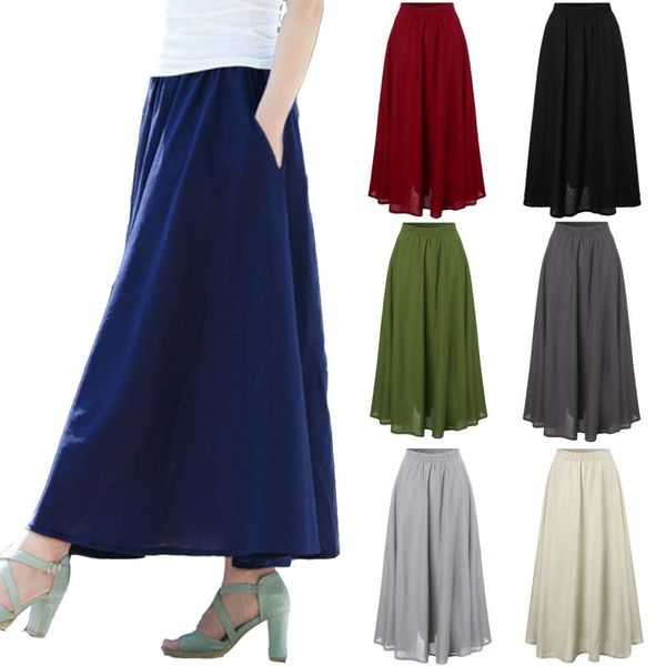 skirts long skirt summer casual loose linen cotton solid color women spring elastic high waist a-line beach ankle length, Black
skirts long skirt summer casual loose linen cotton solid color women spring elastic high waist a-line beach ankle length, Black