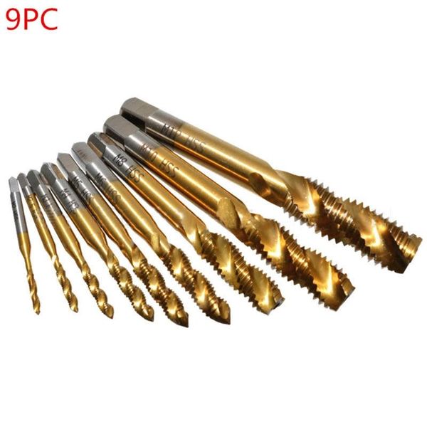 hand tools 9pcs spiral fluted machine screw tap m2 m2.5 m3 m4 m5 m6 m8 m10 m12 pointed taps thread drill titanium coated
hand tools 9pcs spiral fluted machine screw tap m2 m2.5 m3 m4 m5 m6 m8 m10 m12 pointed taps thread drill titanium coated