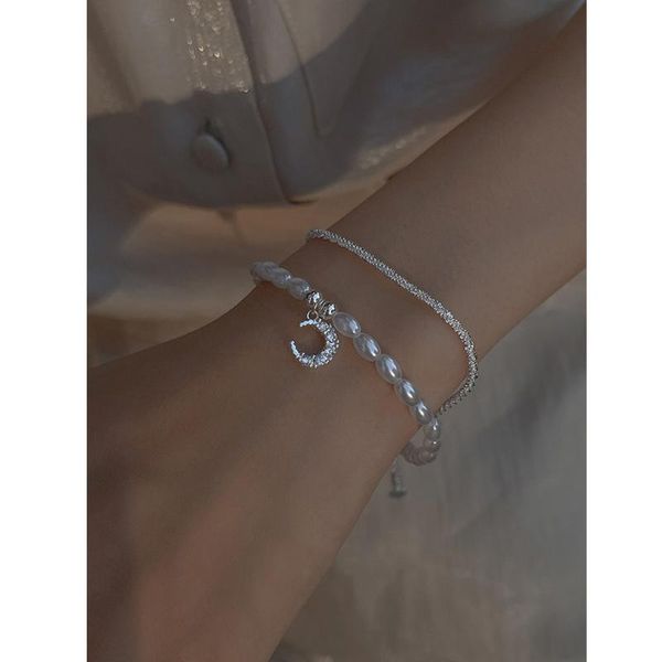 link, chain huanzhi 2021 elegant minimalist 2pcs/set shiny silver color pearl moon starry double layer bracelet for women wedding jewelr, Black
link, chain huanzhi 2021 elegant minimalist 2pcs/set shiny silver color pearl moon starry double layer bracelet for women wedding jewelr, Black