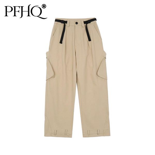 men's pants pfhq functional style solid color multi pocket casual overalls men fashion with belt loose straight 21d1013, Black
men's pants pfhq functional style solid color multi pocket casual overalls men fashion with belt loose straight 21d1013, Black